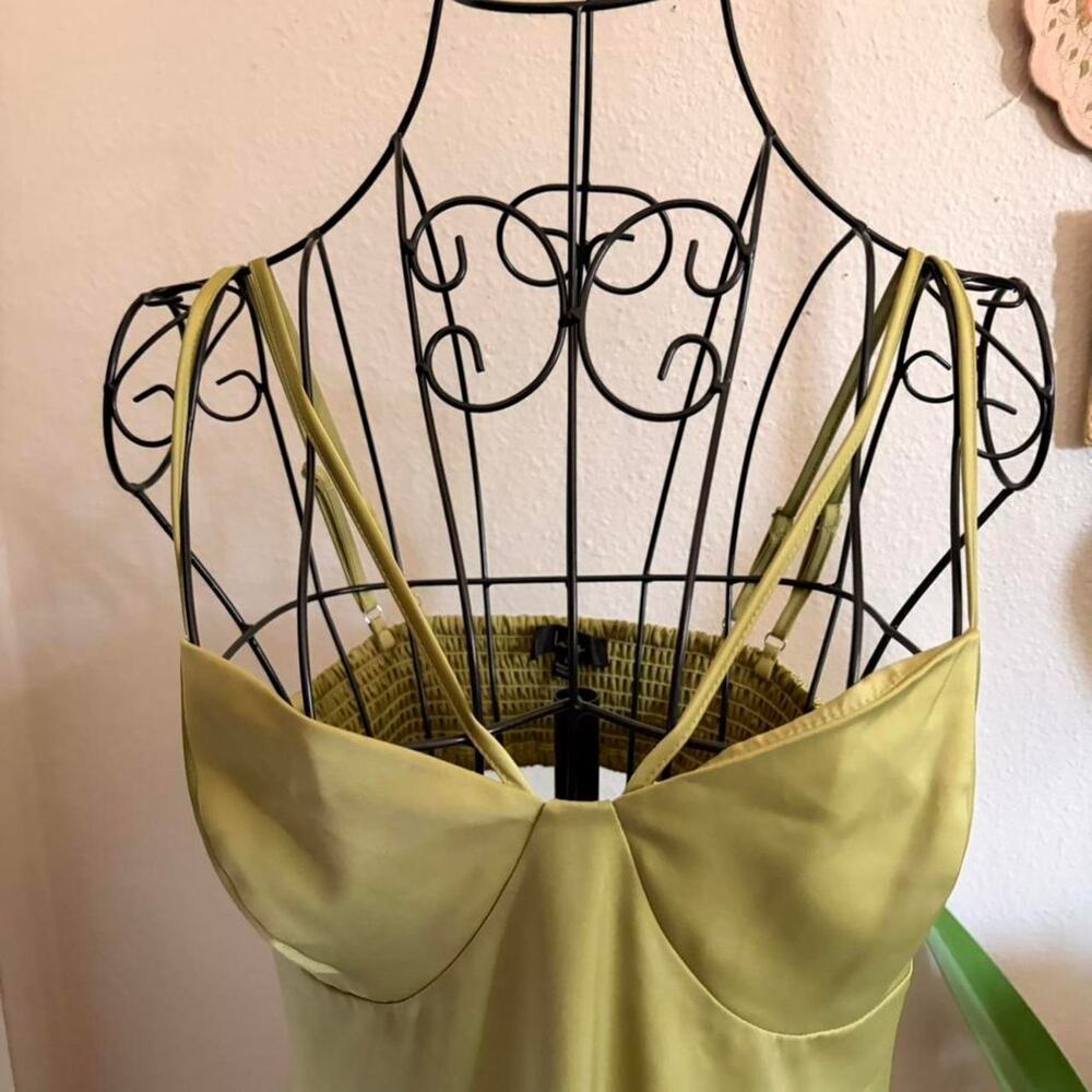 Lulus Midi Satin Green Strappy Dress L - Picture 5 of 8